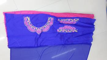 Blue Embroidered Georgette Saree With Blouse 2