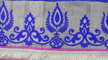 Blue Embroidered Georgette Saree With Blouse 3
