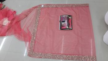 Peach Embroidered Net Saree With Blouse 3