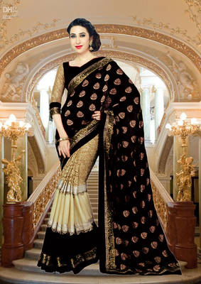 Black Embroidered Georgette Saree With Blouse 1