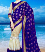 Blue Embroidered Georgette Saree With Blouse