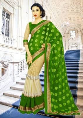 Green Embroidered Georgette Saree With Blouse 1