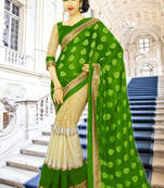 Green Embroidered Georgette Saree With Blouse