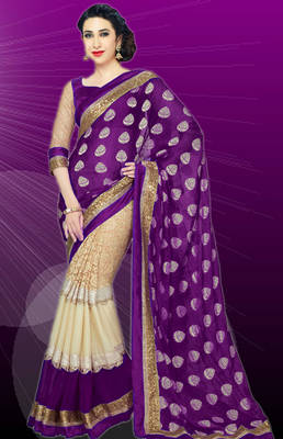 Purple Embroidered Georgette Saree With Blouse 1