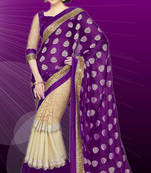 Purple Embroidered Georgette Saree With Blouse
