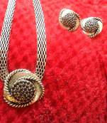 Silver Black Necklace Set-110165