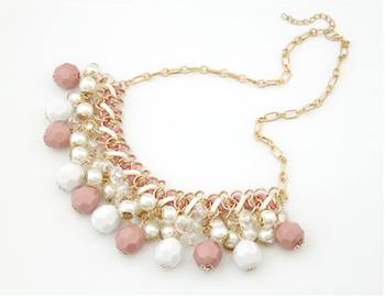 Pink Bohemia Crystal Pearl Necklace 1