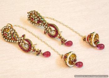 Celebrity royal collection kundan pearl chand bali earring 2