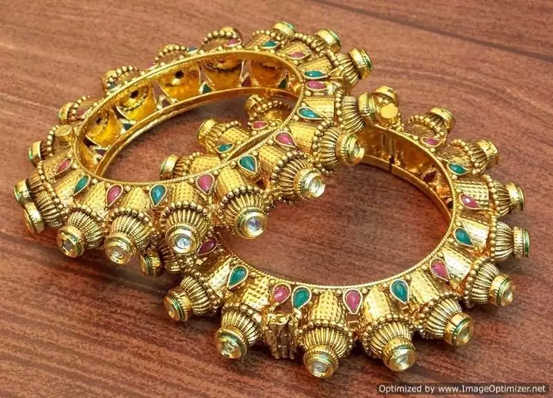 Traditional and ethnic kundan and meena bangles