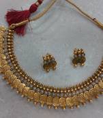 Laxmi Haar Coin Gold Plated  Necklace Stud Earring Jewelery Set