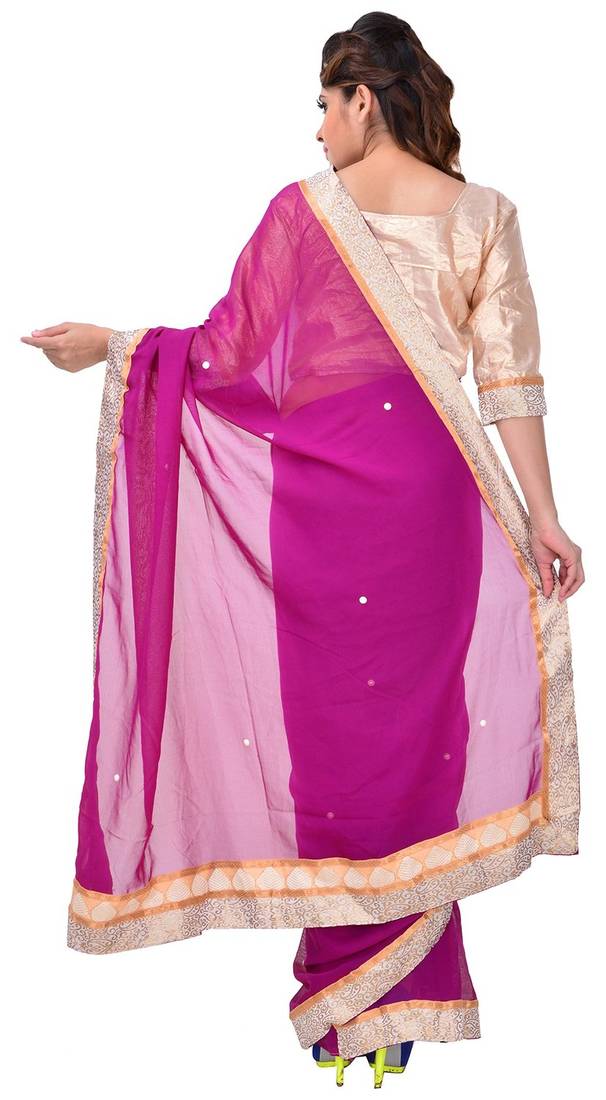 pink printed georgette saree With Blouse Piece