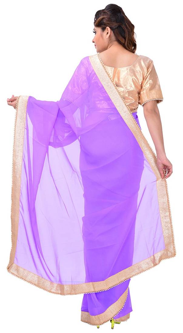  Purple Georgette Sarees With Blouse Piece