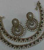 Designer Pearl Earings with Traditional Multi colour Anklets