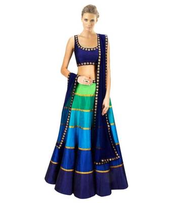 Designer Multi Color Banglori Fabric Un-stitched Lehenga Choli With Chiffon Dupatta Material. 1