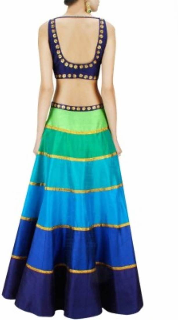 Designer Multi Color Banglori Fabric Un-stitched Lehenga Choli With Chiffon Dupatta Material.
