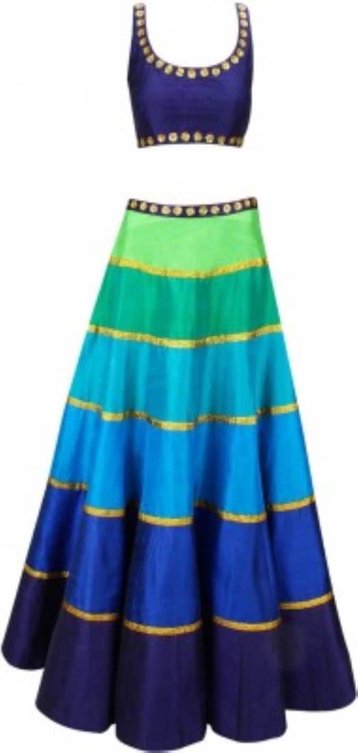 Designer Multi Color Banglori Fabric Un-stitched Lehenga Choli With Chiffon Dupatta Material.