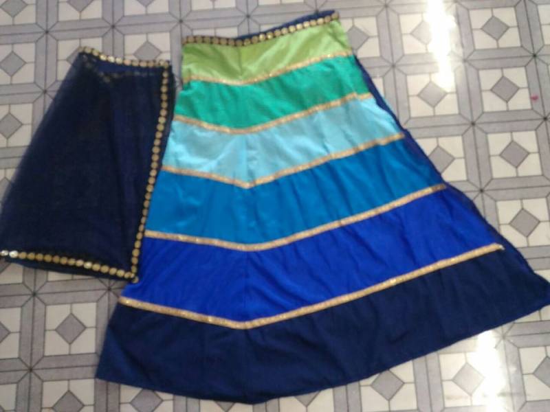 Designer Multi Color Banglori Fabric Un-stitched Lehenga Choli With Chiffon Dupatta Material.