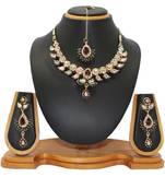 Maroon studded_jewellery Diamond necklace-sets