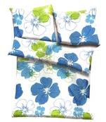 White, Blue  And  Green Polyester Floral Print Double Bed Ac Quilt