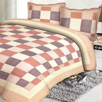 Multicolor Cotton Contemporary Print Double Bed Cover 1