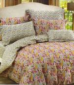 Multicolor Cotton Double Bedsheet With Spraeded Paisley Print