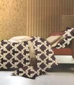 Elegant Maroon  And  Cream Polyester Double Bedsheet With Royal Print