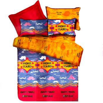 Multicolor Polyester Double Bedsheet With Messenger Print 1