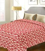 Pure Cotton Double Bed Cover With Contemporary Print  And  Katha Work