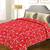 Pure Cotton Tradional Fuschia Floral Print Katha Work Double Bed Cover