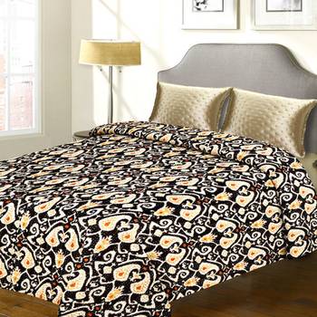 Black Cotton Ultimate Textured Katha Work Double Bed Cover 1