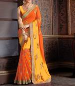 yellow embroidered  saree With Blouse