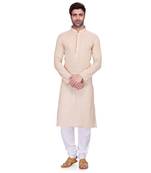 Cream Men's Full Sleeve kurta pajama