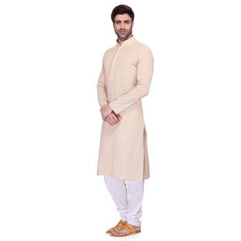 Cream Men's Full Sleeve kurta pajama 2