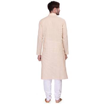Cream Men's Full Sleeve kurta pajama 3