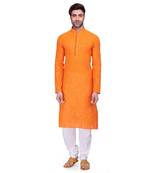 Orange Men's Full Sleeve kurta pajama