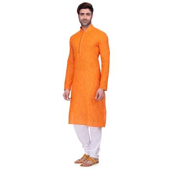 Orange Men's Full Sleeve kurta pajama 2
