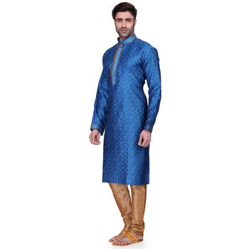 Blue Men's Full Sleeve kurta pajama 2