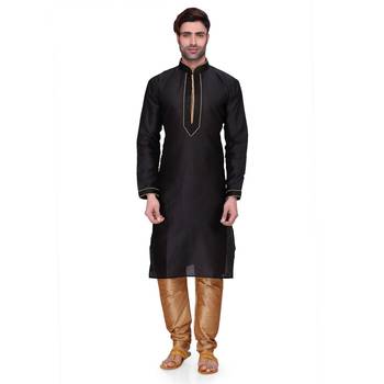 Black Men's Full Sleeve kurta pajama 1