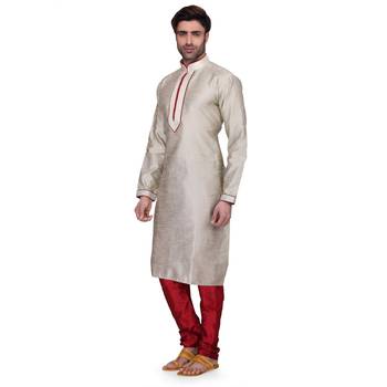 Cream Men's Full Sleeve kurta pajama 2