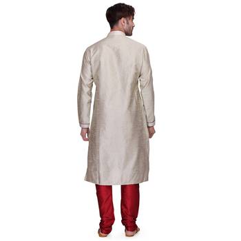 Cream Men's Full Sleeve kurta pajama 3