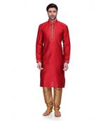 Red Men's Full Sleeve kurta pajama