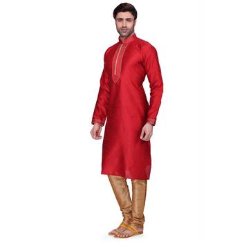 Red Men's Full Sleeve kurta pajama 2