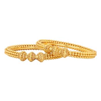 Gold Plated Royal Golden Beads Studded Traditional Ethnic Bangle Set For Womens 1
