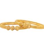 Gold Plated Royal Golden Beads Studded Traditional Ethnic Bangle Set For Womens