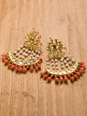 Gold Plated Coral Earrings 2