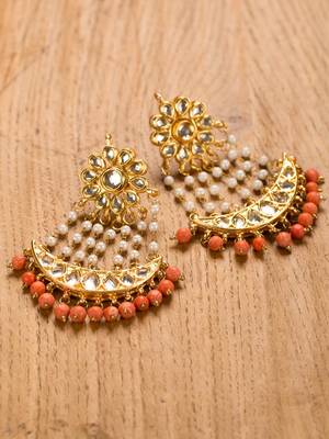 Gold Plated Coral Earrings 3