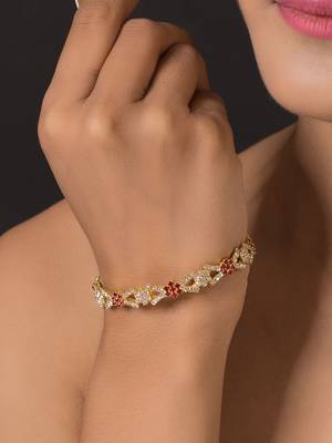 Gold Plated Designer Ruby And Zircon Bangles 1