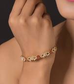 Gold Plated Designer Ruby And Zircon Bangles