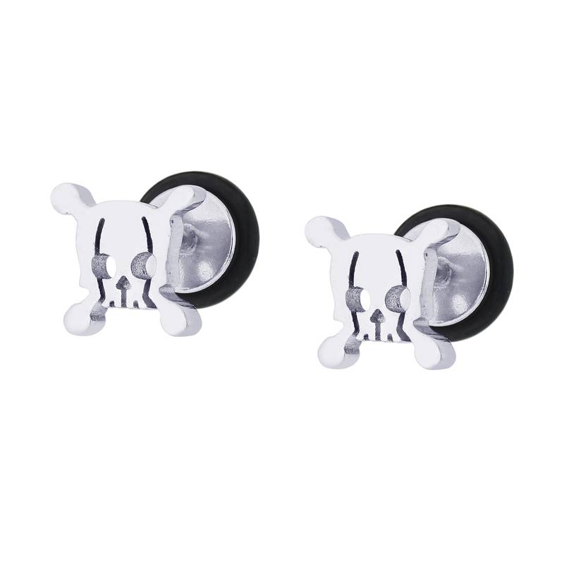 Piercing Silver Stainless Steel Skull Skeleton Fashion Bali Round Studs Earring for Men Boys