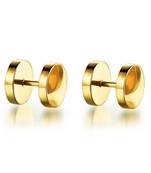 Piercing Gold Stainless Steel BarBell Dumbell Fashion Bali Round Studs Earring for Men Boys